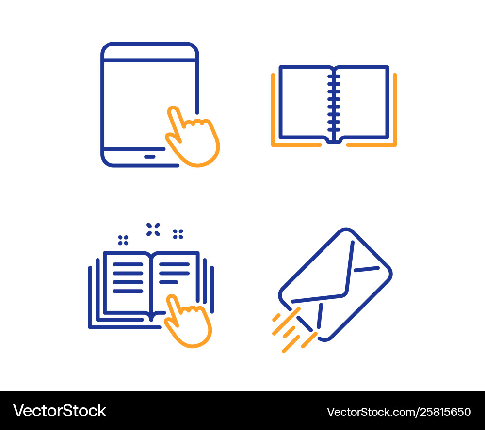 Technical documentation tablet pc and book icons Technical documentation tablet pc and book icons Vector Image