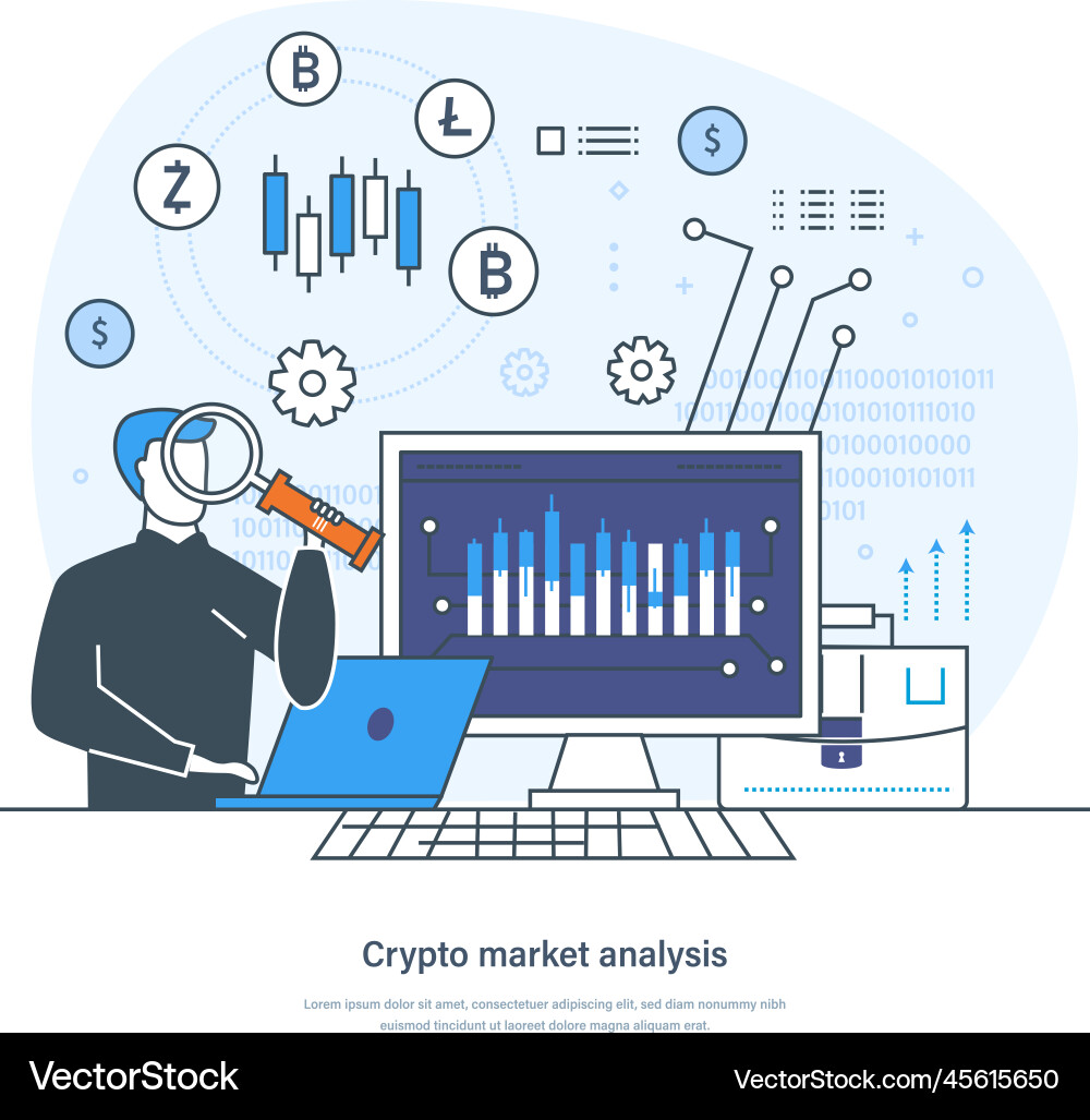 Trader analyzing stock chart and market data Trader analyzing stock chart and market data Vector Image