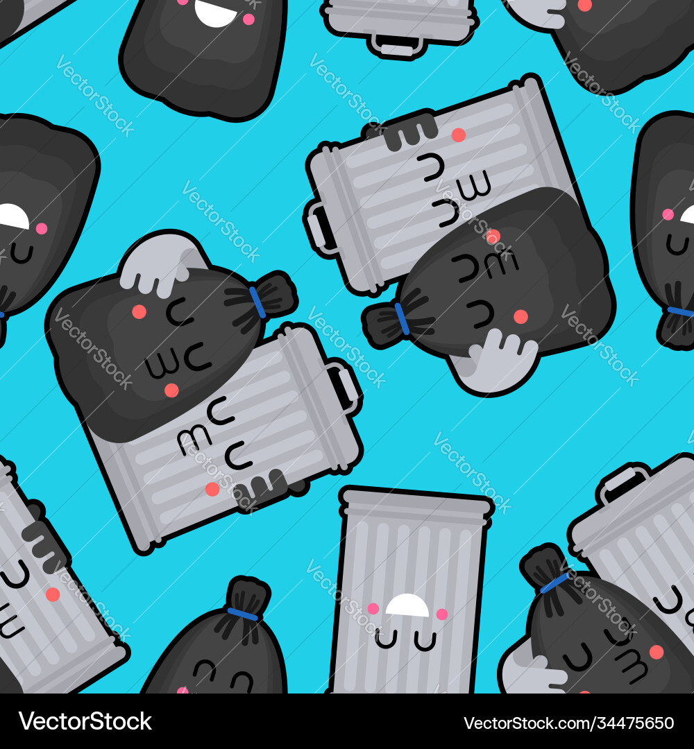 Trashcan and garbage bag pattern seamless trash Vector Image