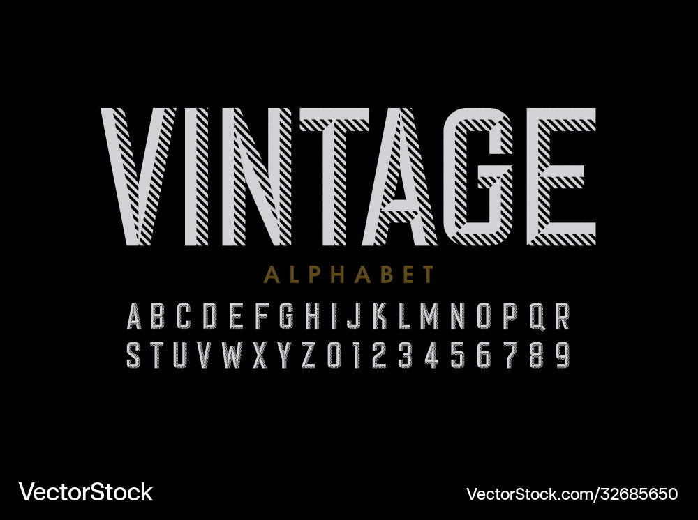 Vintage style font retro alphabet letters vector image