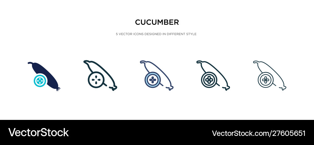 Cucumber icon in different style two colored Cucumber icon in different style two colored Vector Image