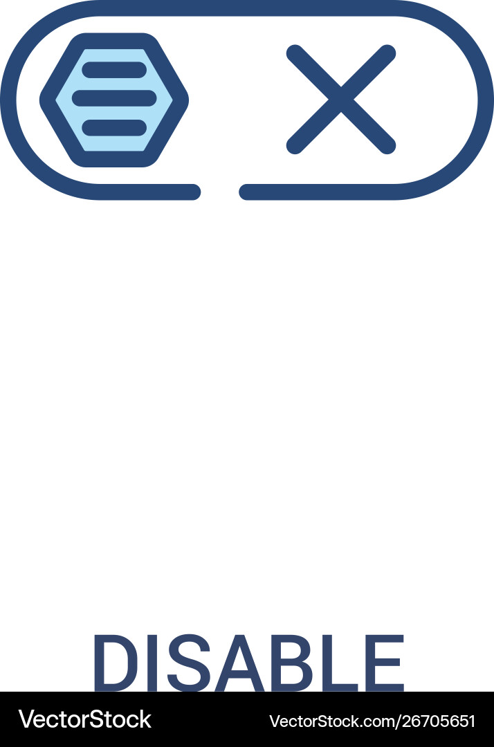 Disable concept 2 colored icon simple line Disable concept 2 colored icon simple line Vector Image