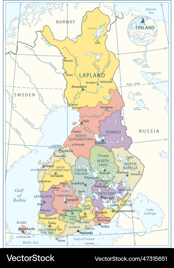 Finland map - highly detailed Finland map - highly detailed Vector Image
