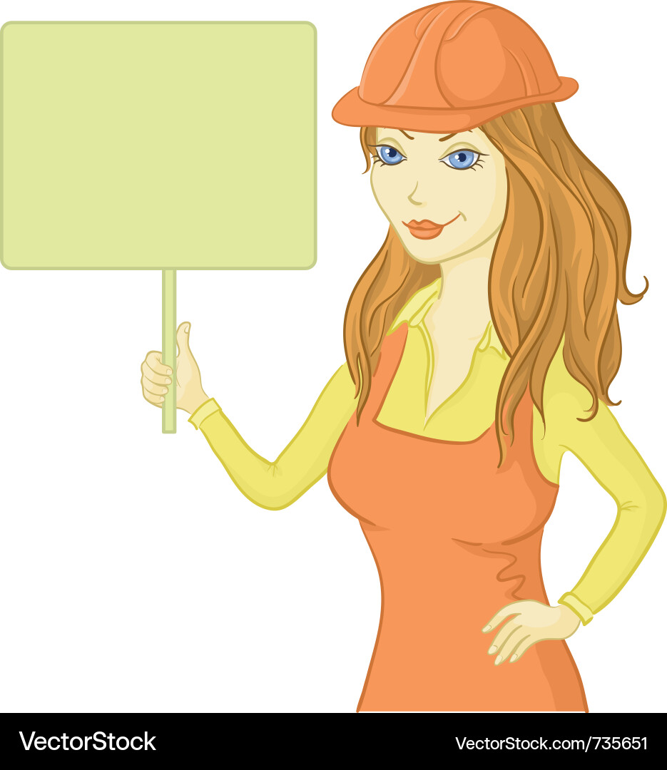 Frau Halte Zeichen - Arbeiter Illustration Vektorbild