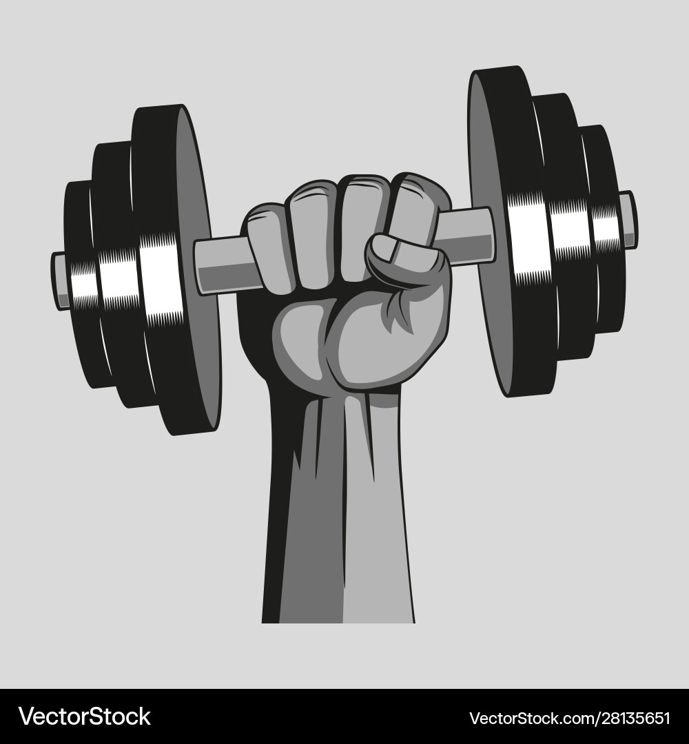 Hand with dumbbell gym concept Hand with dumbbell gym concept vector image