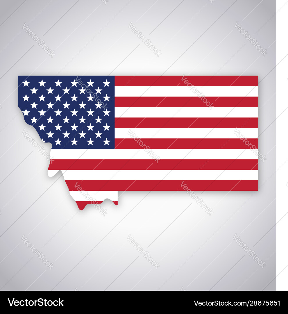 Montana mt state map simplified with usa flag Vector Image
