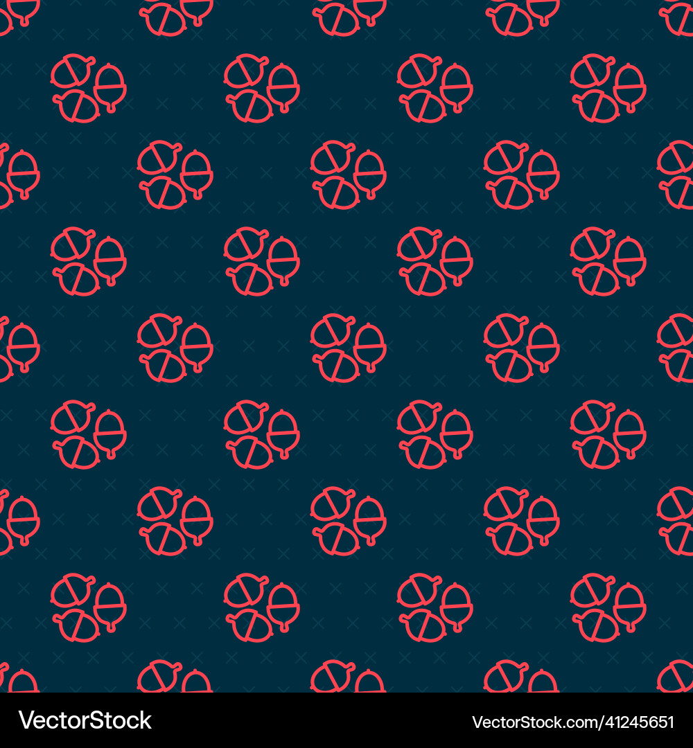 Red line acorn icon isolated seamless pattern Red line acorn icon isolated seamless pattern Vector Image