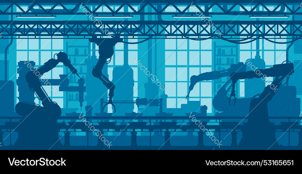 Robot Conveyor Assembly Line Vector Image