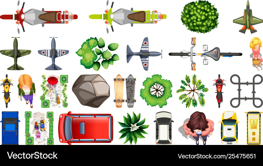 Set aerial view objects Vector Image