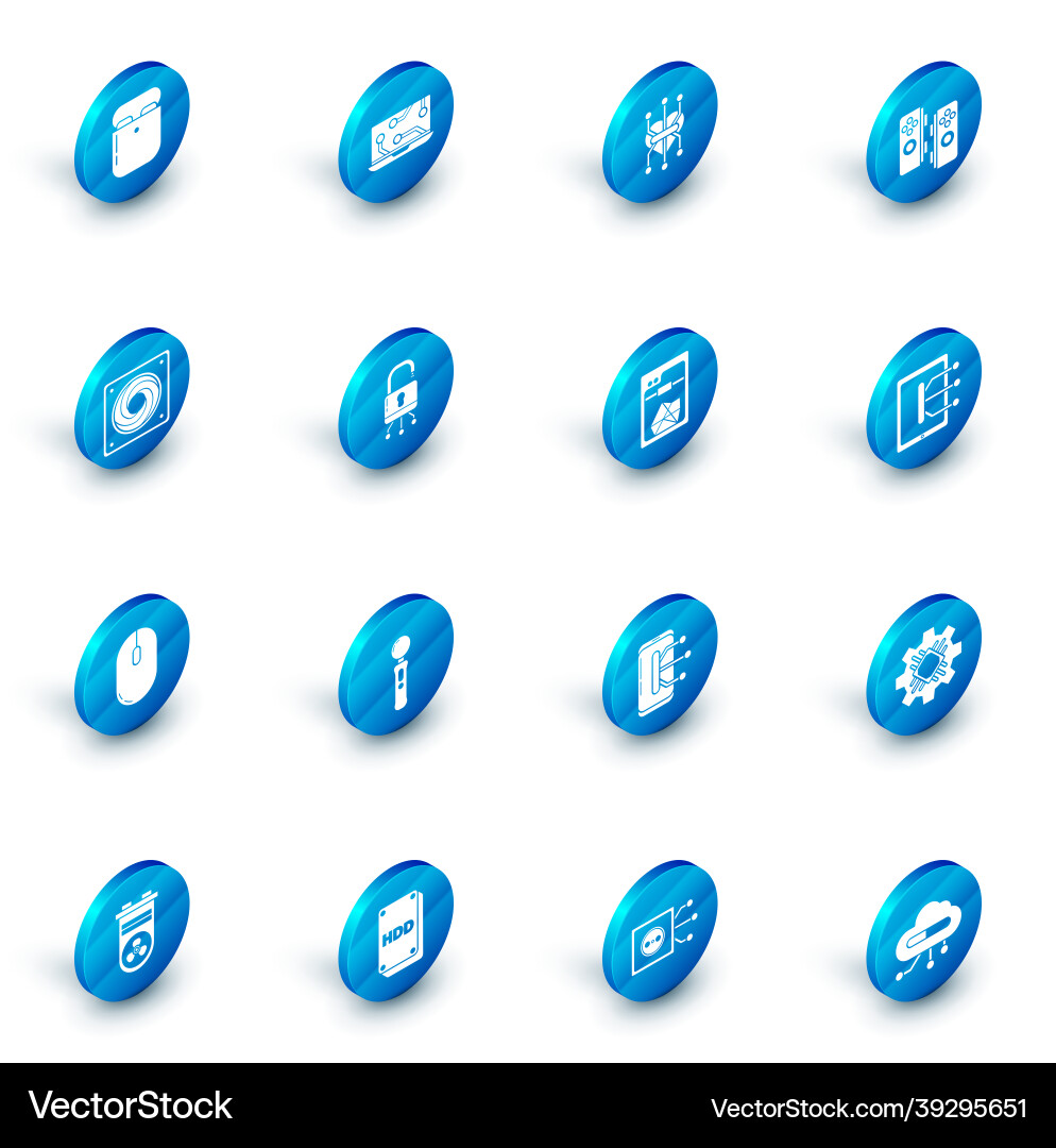 Set laptop processor gamepad computer cooler Vector Image