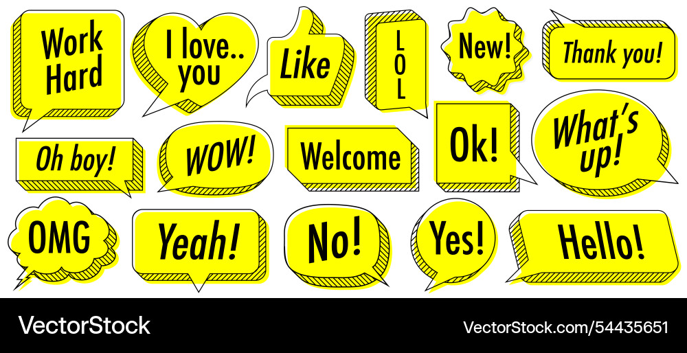 Speech bubble set 3d style cloud talk Speech bubble set 3d style cloud talk vector image