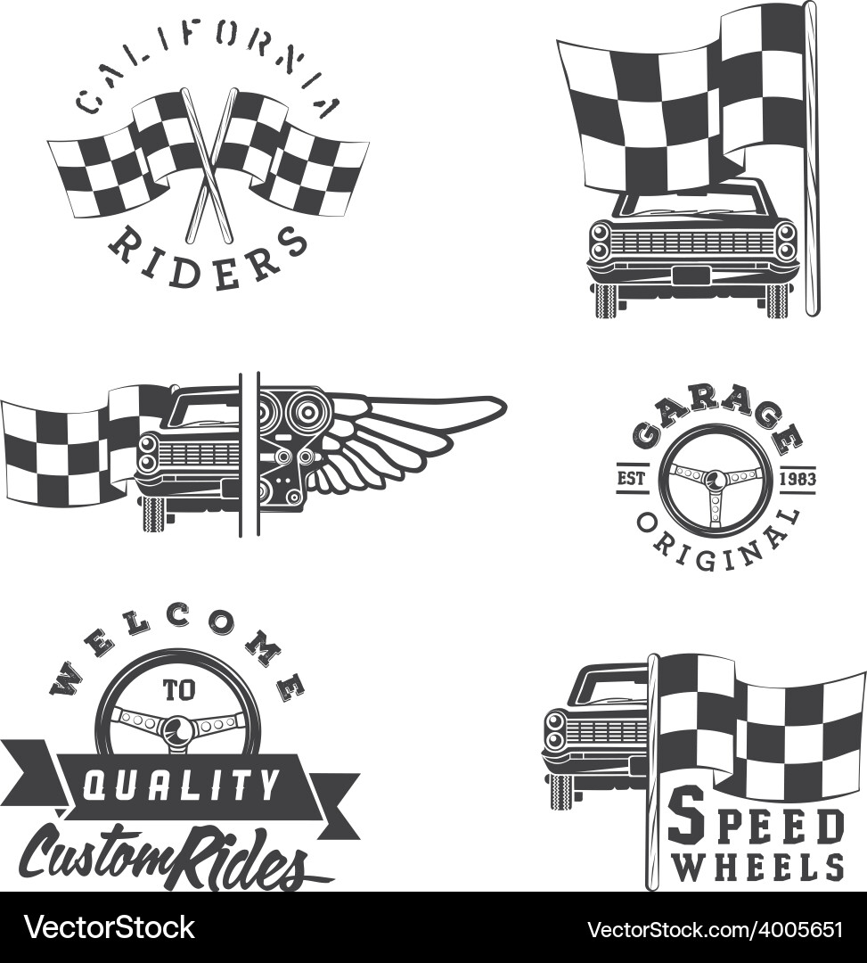 Vintage Auto & Ride Labels Collection vector image