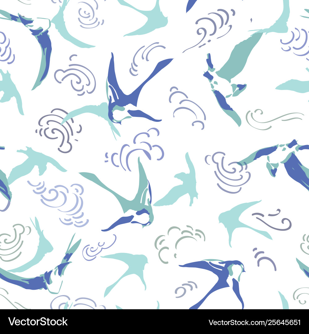 White pattern with swallow White pattern with swallow Vector Image