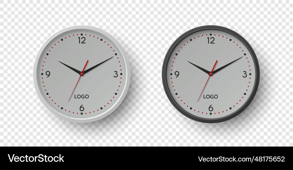 3d round wall office clock with white Royalty Free Vector