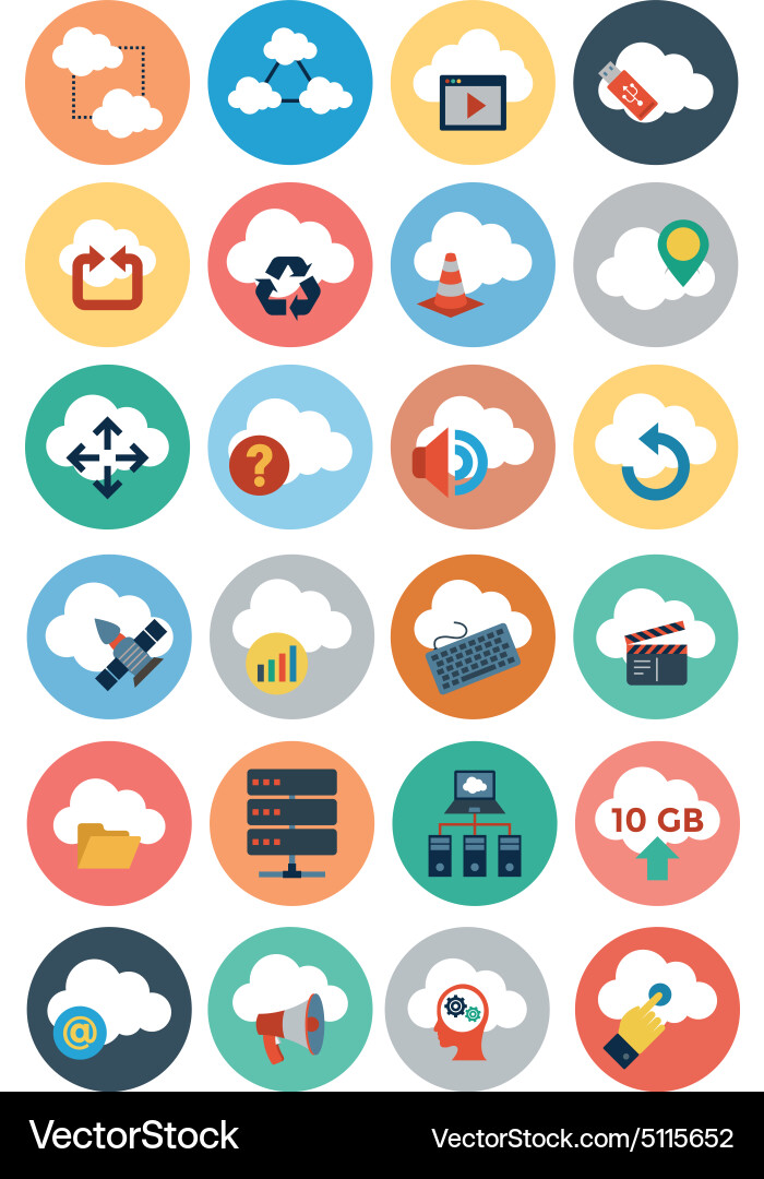 Cloud Computing Icons - Flat Style Vector Image