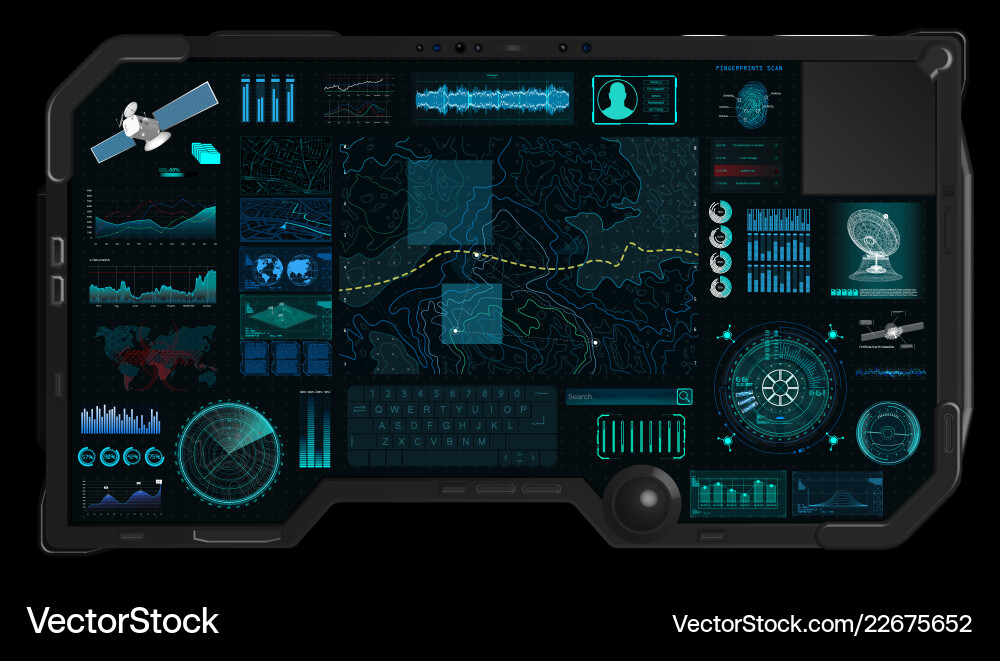 Command center screen in hud style Command center screen in hud style vector image