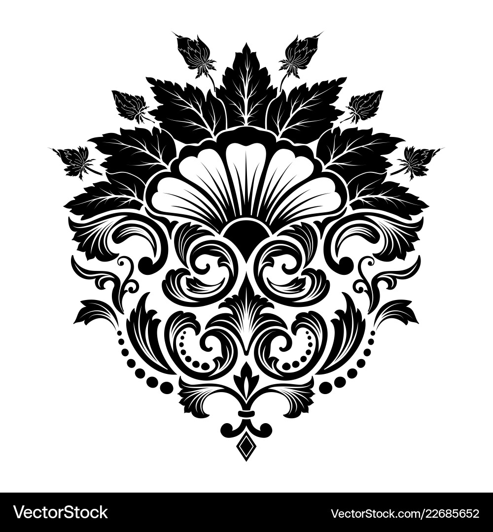 Damask element isolated central Damask element isolated central vector image