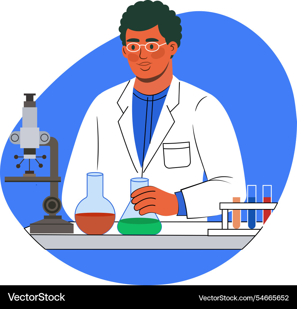 Lab scientist in flat style Vector Image