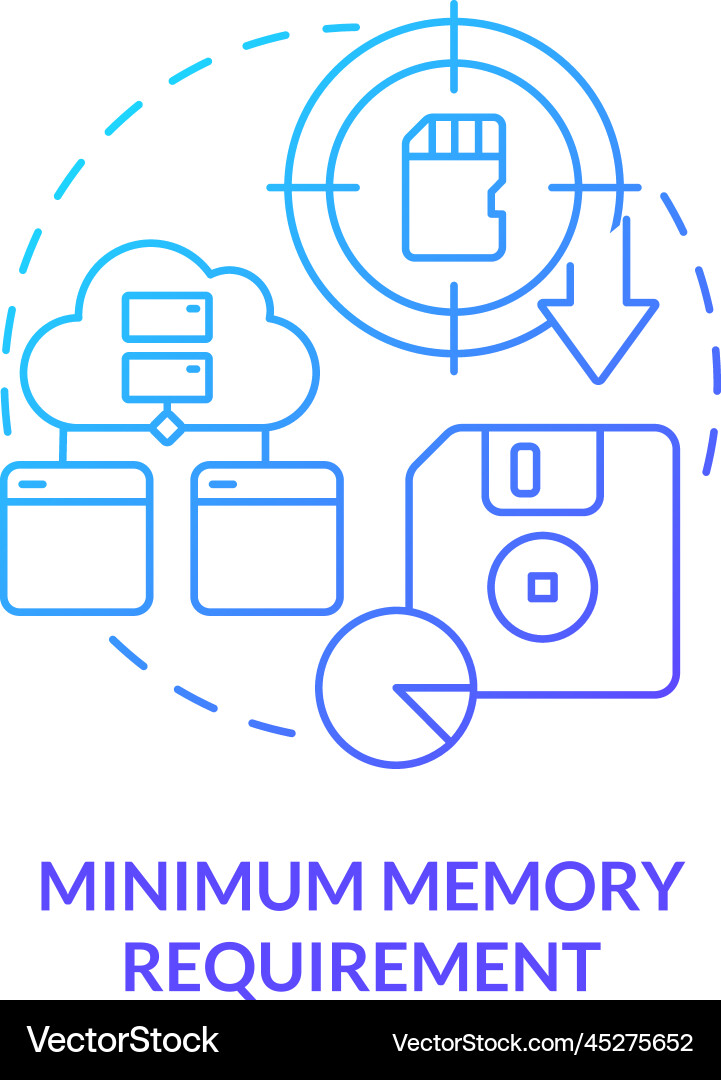 Minimum memory requirement blue gradient concept Minimum memory requirement blue gradient concept Vector Image