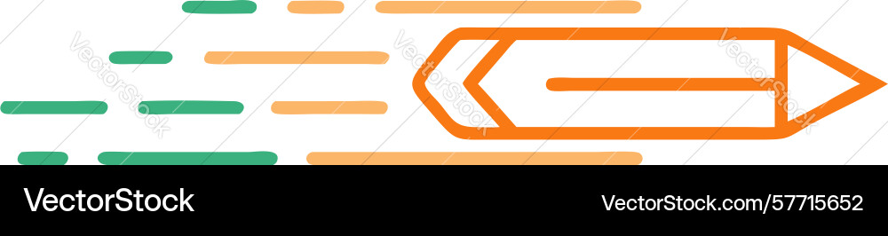 Pencil with speed lines pointing right for rapid vector image
