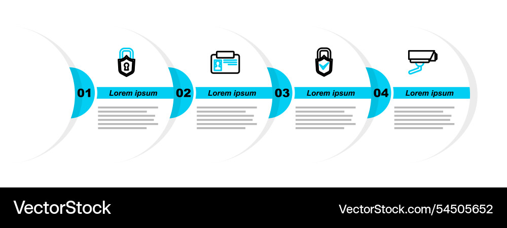 Set line security camera lock and check mark vector image