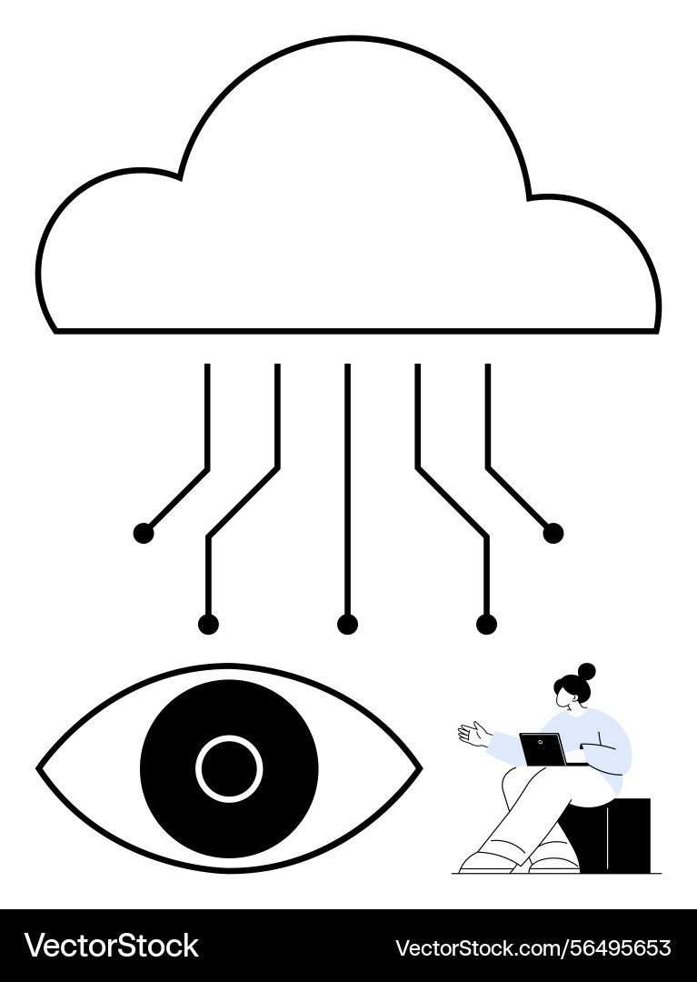Cloud computing concept featuring data connection Cloud computing concept featuring data connection vector image