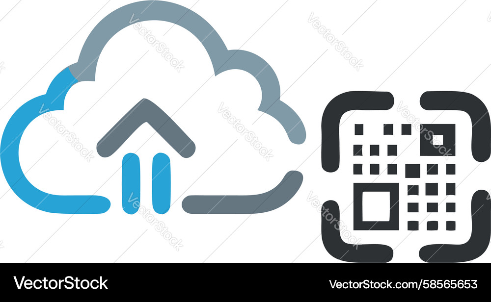 Cloud Upload with QR Code Vector Image