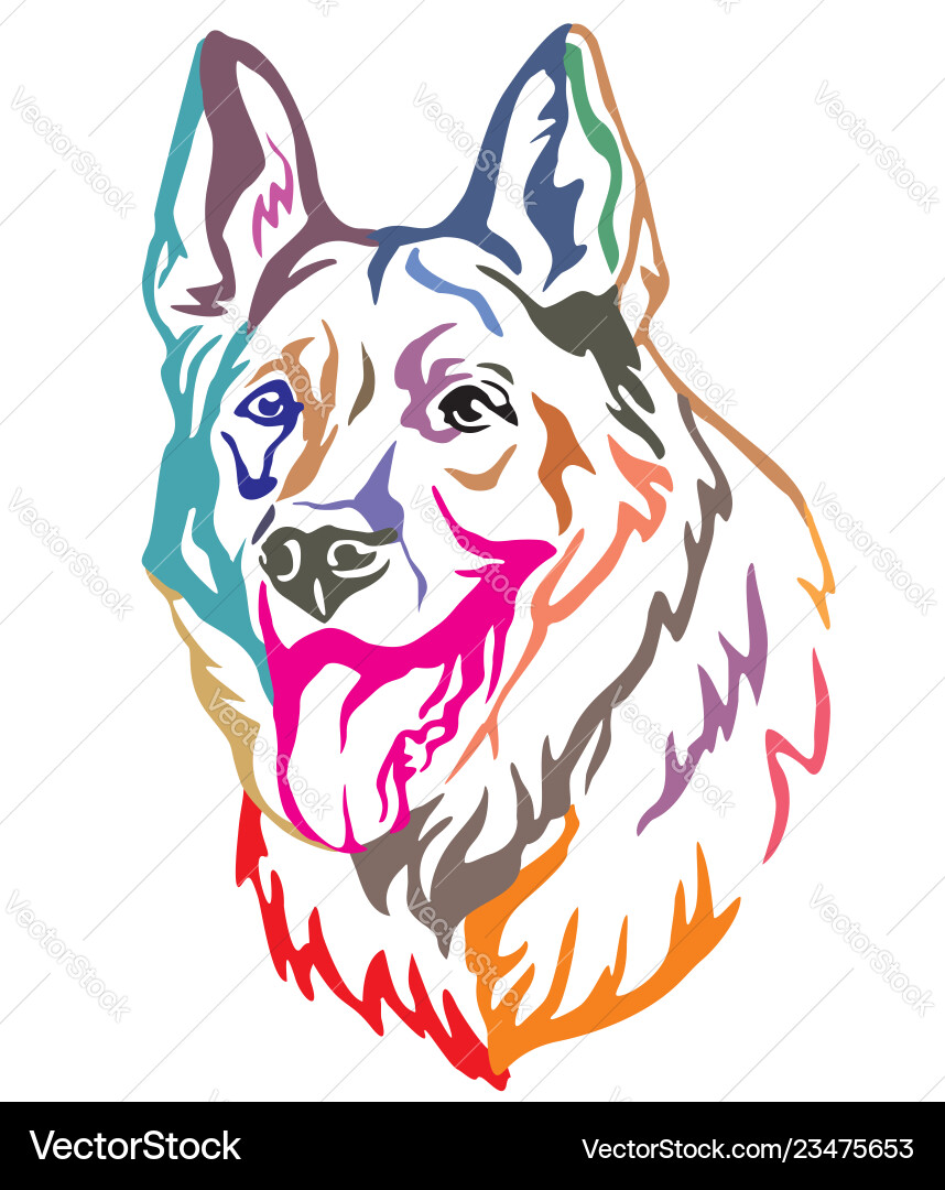 Colorful decorative portrait of dog shepherd 3 Colorful decorative portrait of dog shepherd 3 vector image