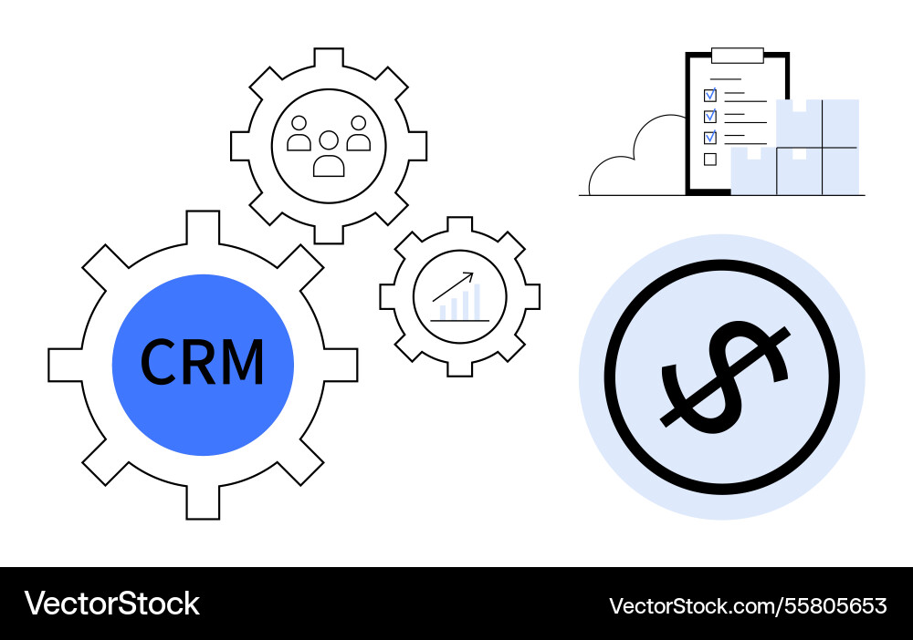 Crm integration with analytics and financial vector image