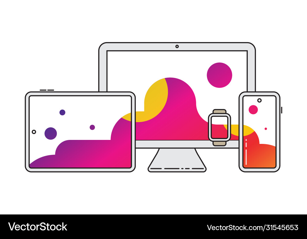 Cross-platform icons cross platforming devices Cross-platform icons cross platforming devices vector image