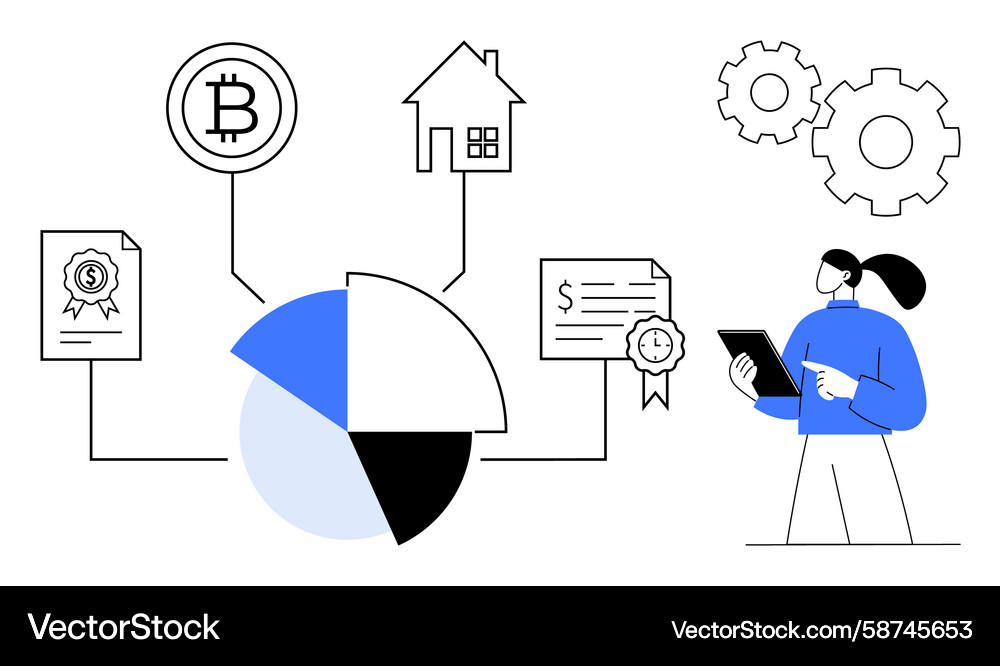 Financial Data Analysis with Blockchain Vector Image