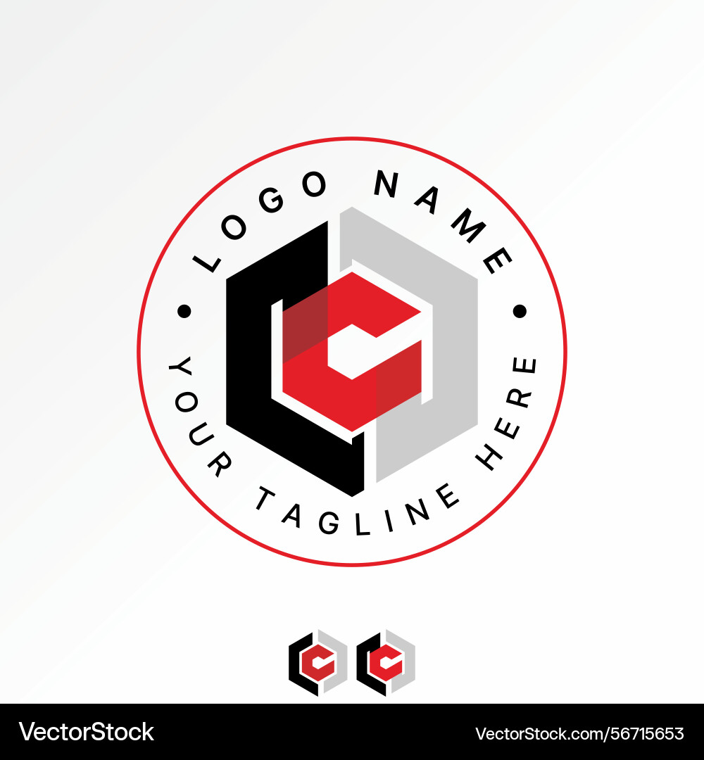 Initial ccd hexagon font flip precision media Vector Image