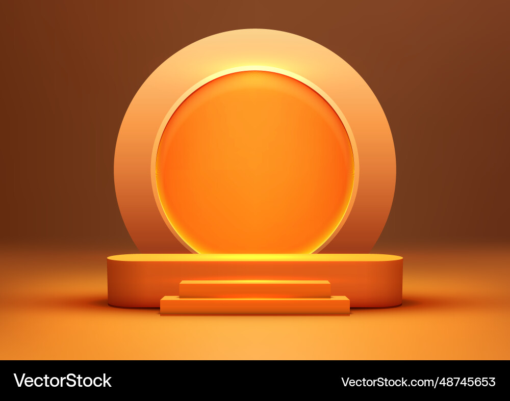 Orange podium product display mockup halloween Orange podium product display mockup halloween vector image