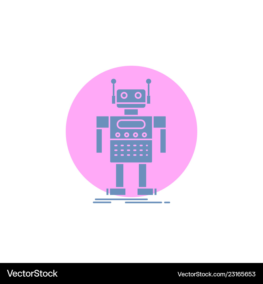 Robot android artificial bot technology glyph icon Vector Image