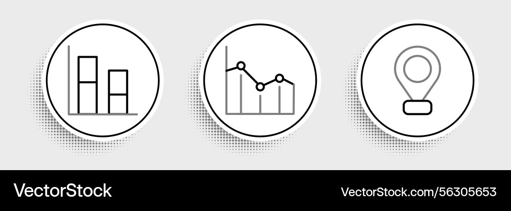 Set line location graph chart diagram and pie Set line location graph chart diagram and pie vector image