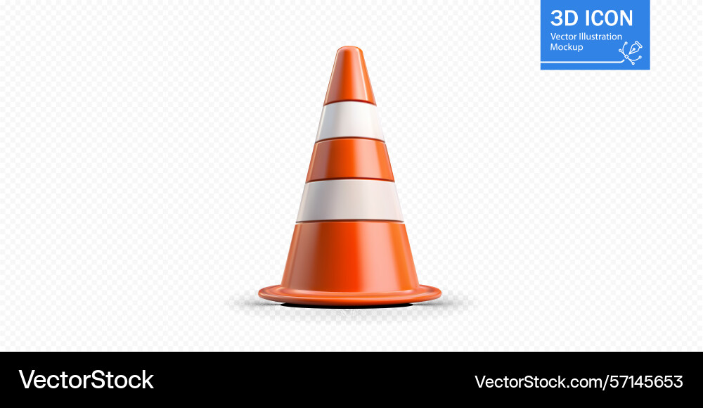 Traffic cone designed in three-dimensional style Traffic cone designed in three-dimensional style vector image
