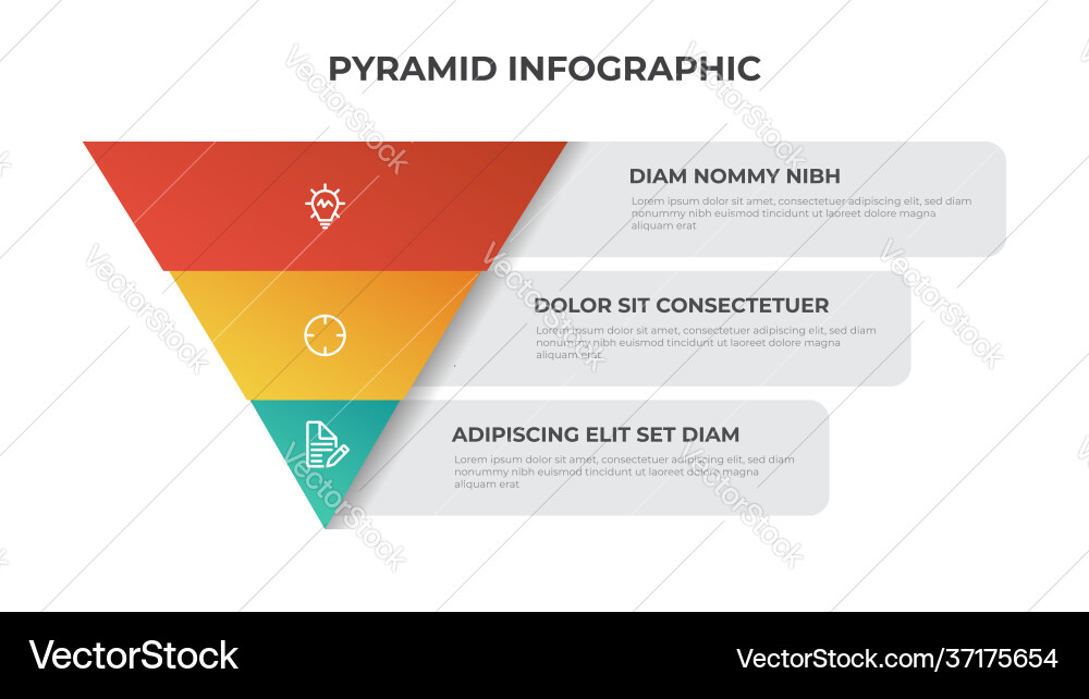 3 points pyramid list diagram triangle 3 points pyramid list diagram triangle vector image