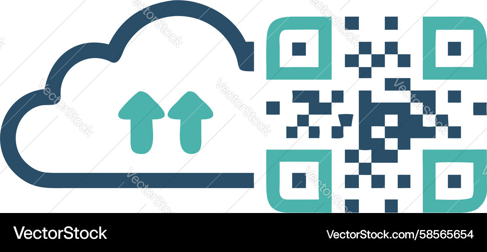Cloud Data Sync with QR Code Vector Image