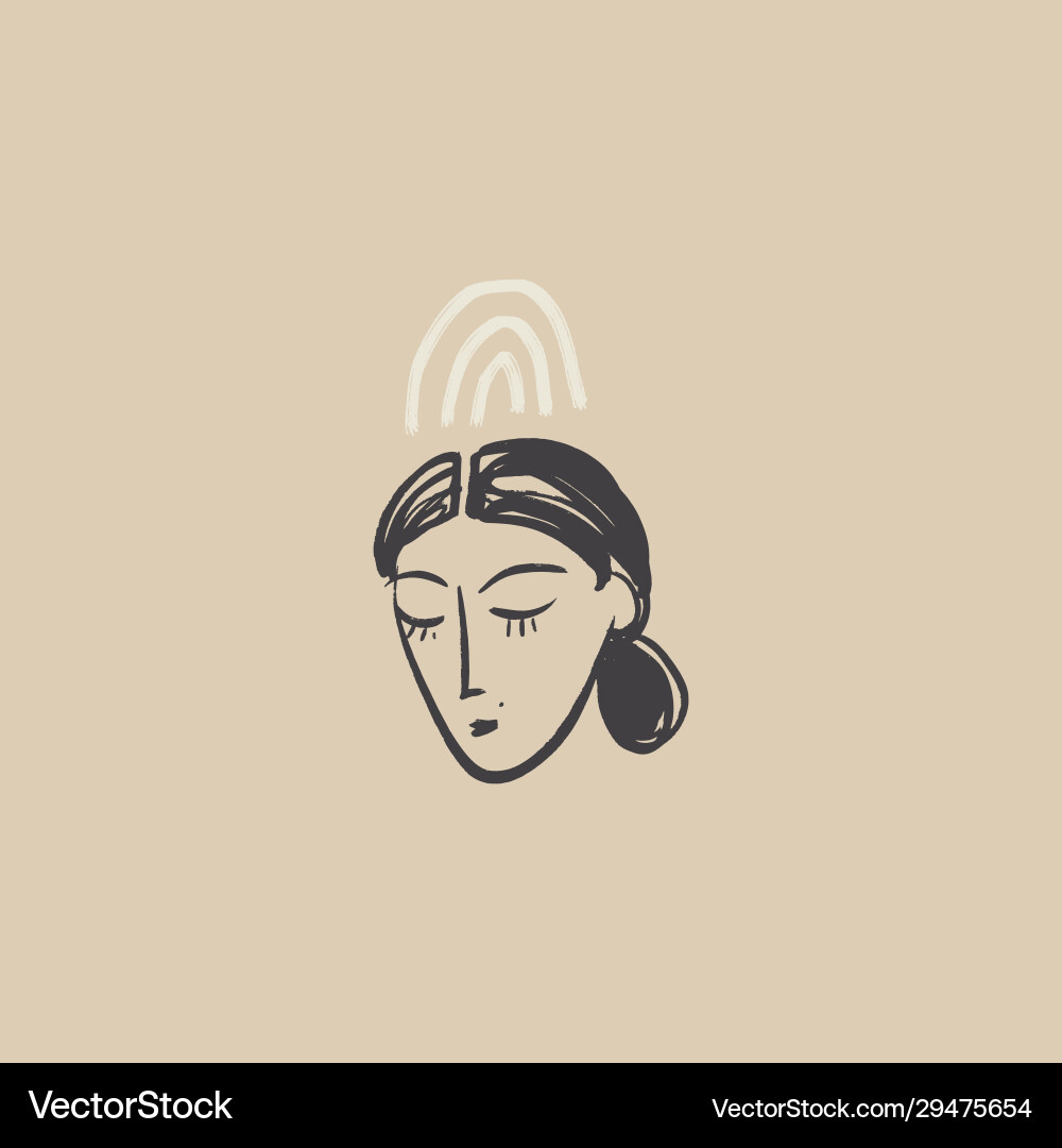 Continuous line art face sketch modern abstract Vector Image