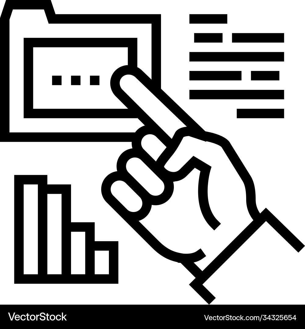 Hand showing on folder line icon Vector Image