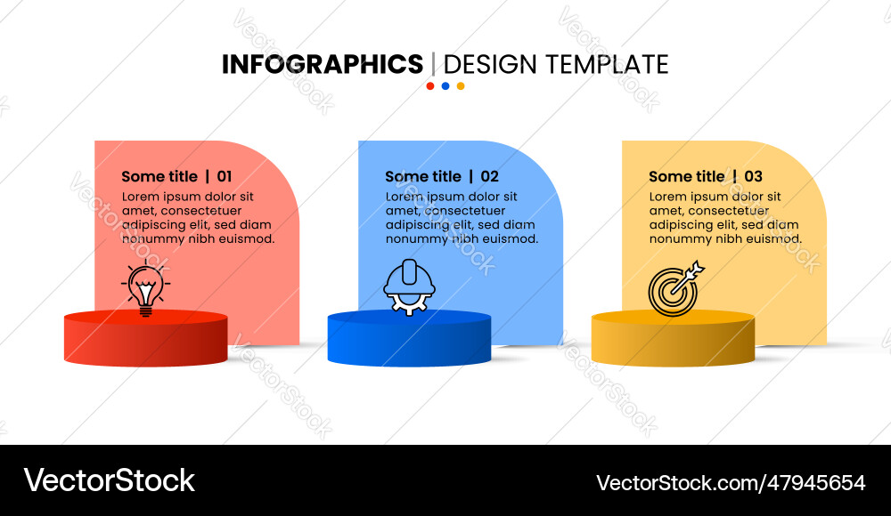 Infographic template 3 3d columns with icons Infographic template 3 3d columns with icons vector image