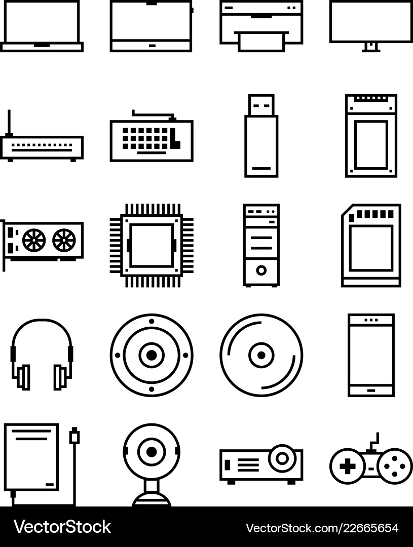 Outline computer deive icon set Vector Image