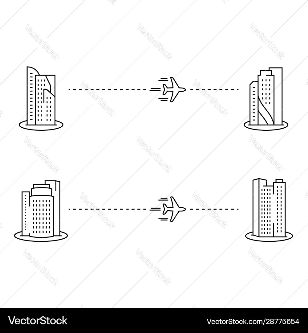 Plane with track in line style Plane with track in line style vector image