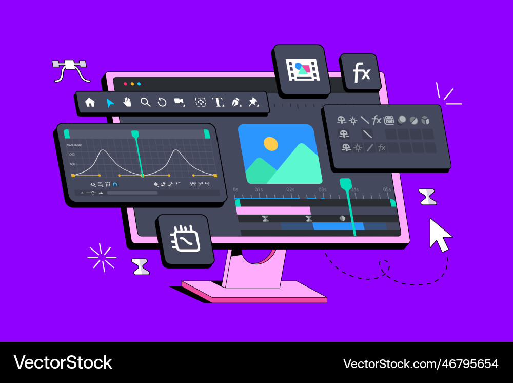 Program interface for motion designer working Vector Image