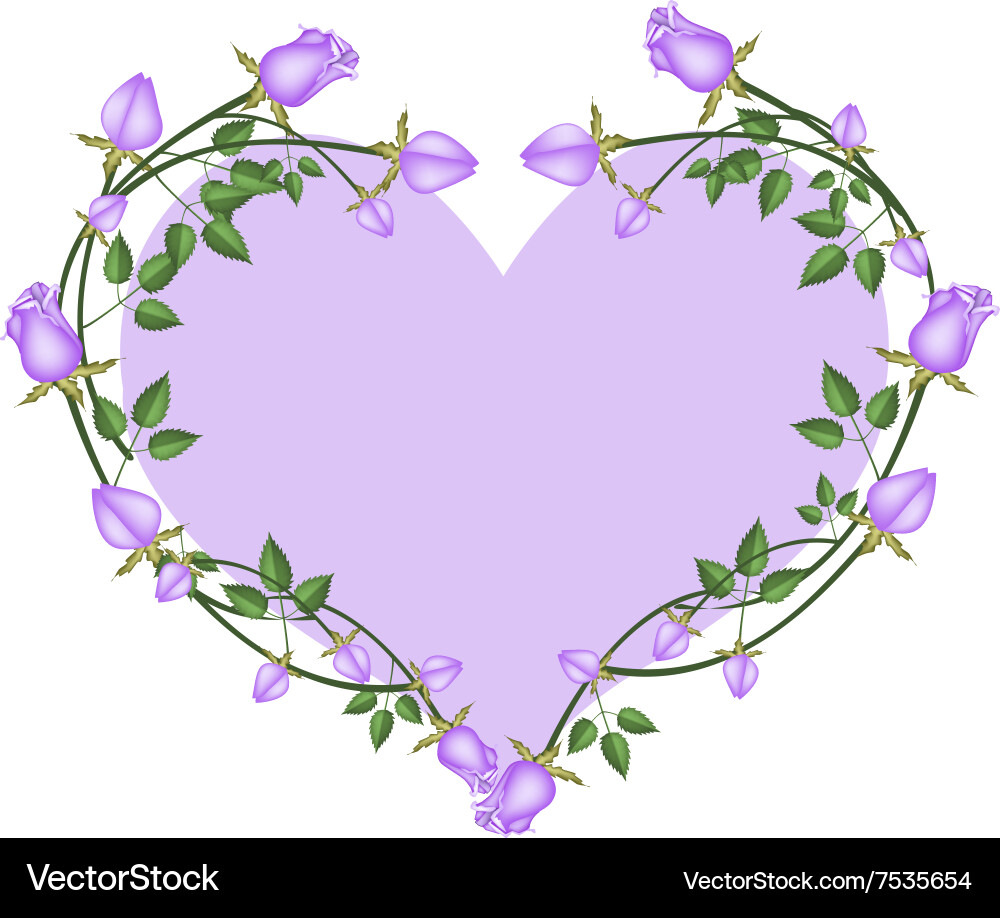 Purple roses flowers in a heart shape Vector Image
