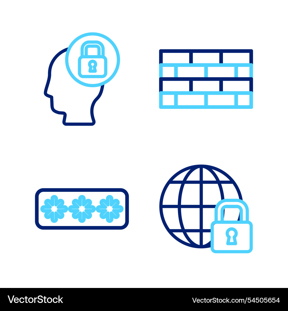 Set line global lockdown password protection Set line global lockdown password protection vector image