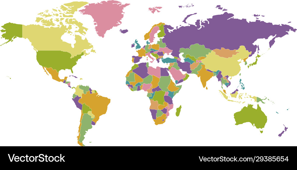 World Map - Colored Countries Royalty Free Vector Image