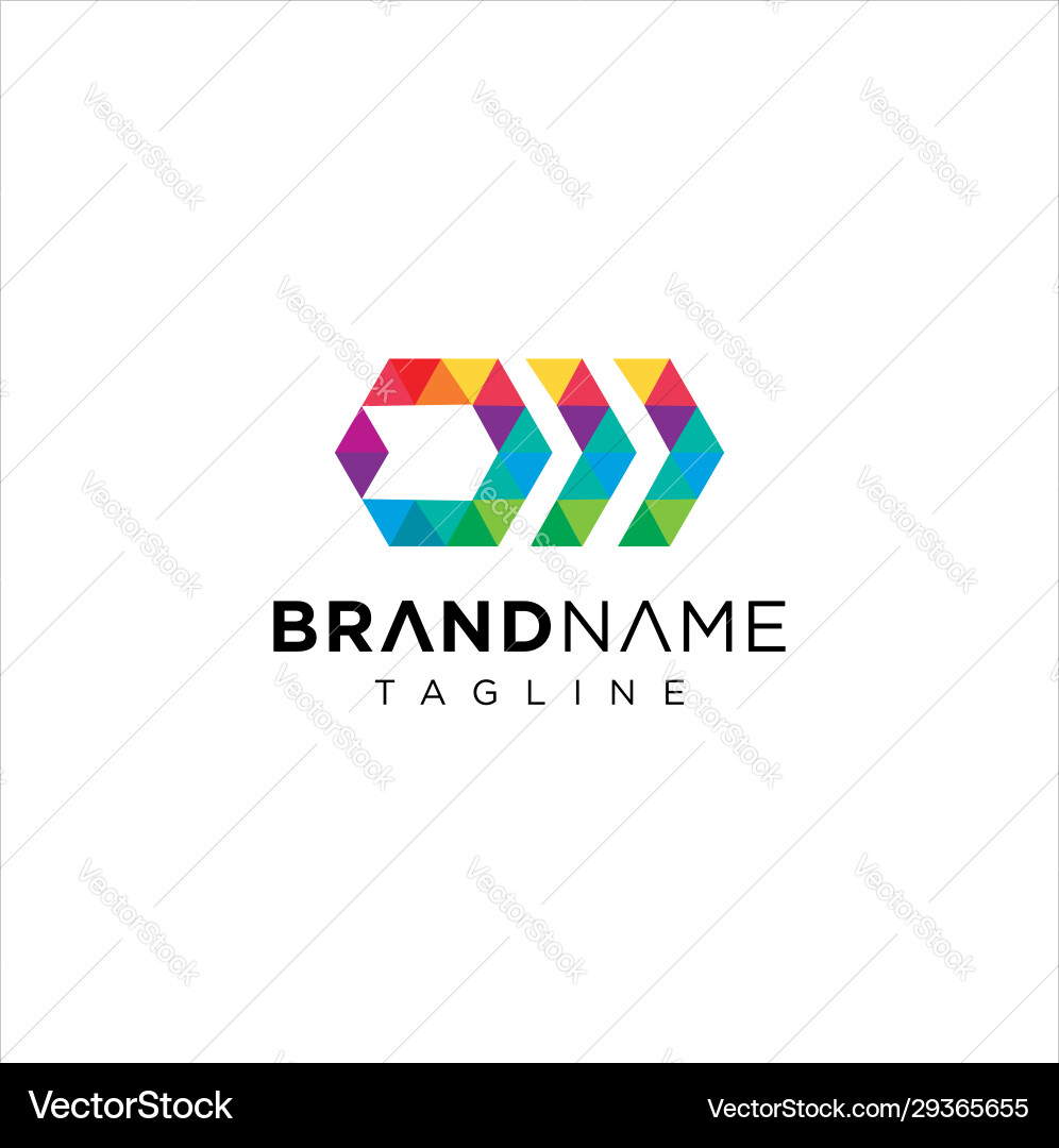 Abstract hexagon colorful arrow logo icon design