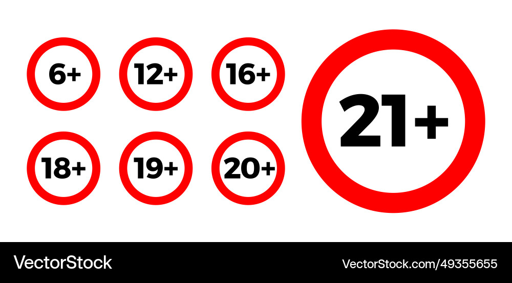 Age restriction icon set recommended limit Age restriction icon set recommended limit Vector Image