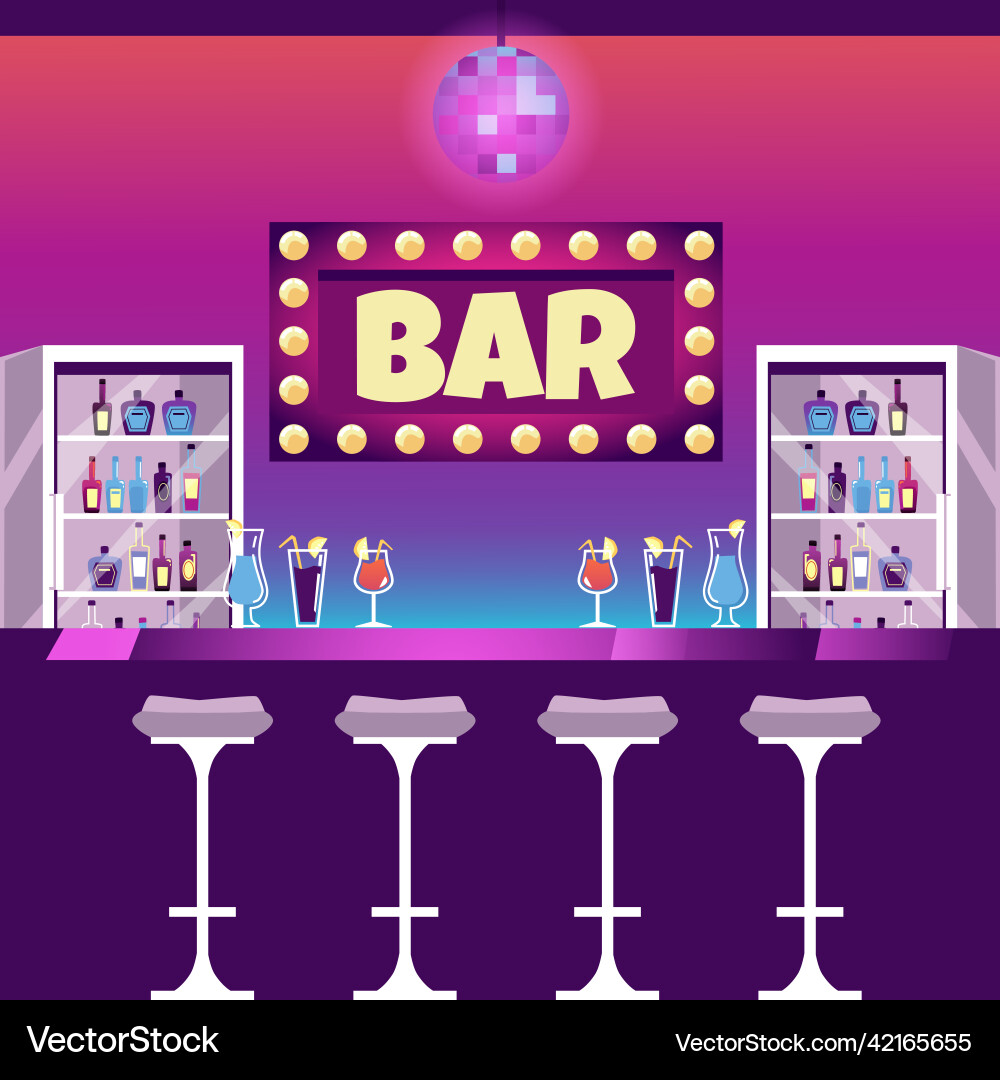 Bar establishment empty interior background flat Vector Image